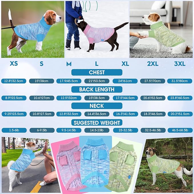 Pet Clothing,Turtleneck Dog Sweater,Sweaters for Dogs Boys and Girls,Pullover Dog Sweaters,Pet Knitted Clothes,Fit for Different Kinds Dogs,for Spring,Autumn and Winter(Blue S)