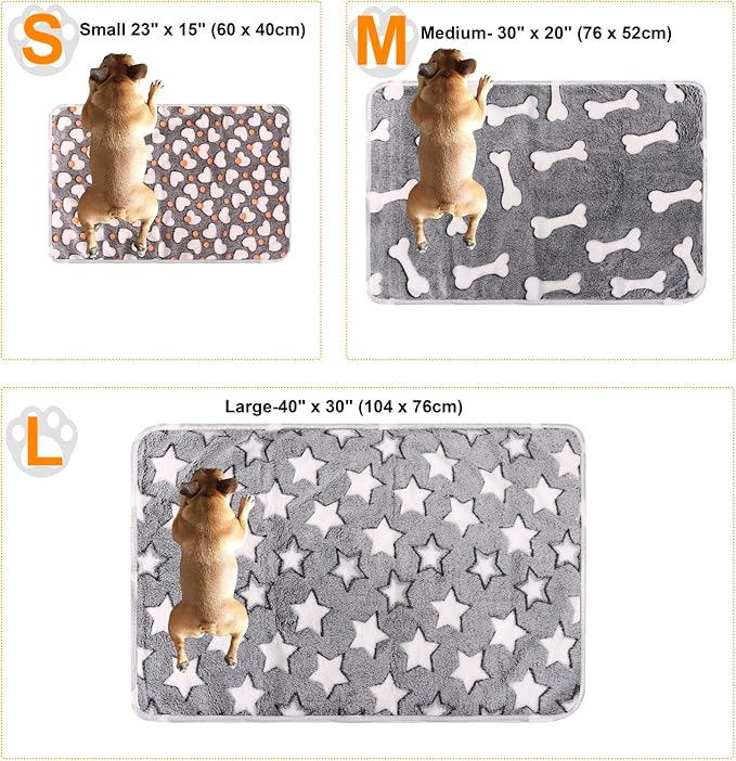 3 Pack Cat and Dog Blanket Soft & Warm Fleece Flanne Pet Blanket, Great Pet Throw Sleep Mat for Puppy Cats Small, Medium & Large Dogs Cute Star/Love/Bone (Medium 30" x 20")
