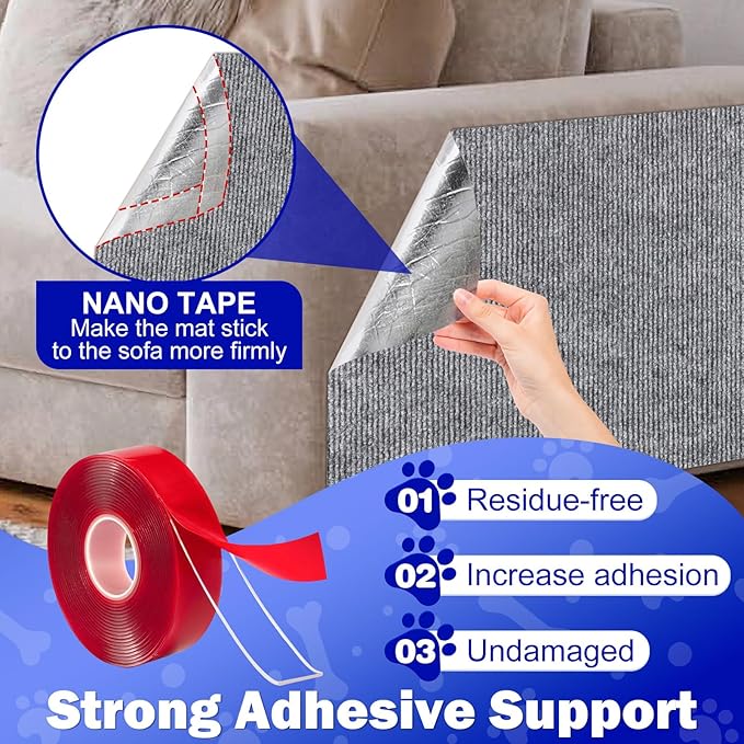 23.6x15.8 Couch Wall Corner Protection for Indoor Cats,Anti Scratch Furniture Protector from Cats Scratching,Trimmable Climbing Cat Scratcher Pad Play Mat Easy Use for Cat Board/Door/Carpet