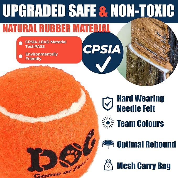 AMA SPORT Tennis Balls for Dogs 12 Pack 2.5" Orange Dog Tennis Balls for Puppy Small Medium Dog Toys, Designed for Dogs Floating, Water-Hunting, Fetch, Fun Playing, Daily Exercise, Mid-air Catching