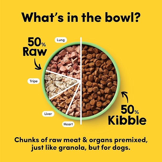 RawMix50 Premium Freeze-Dried Raw Grass-Fed Lamb Recipe Dog Food, Protein Rich, Includes Kibble, Non-GMO, No Wheat or Corn, 4 lbs