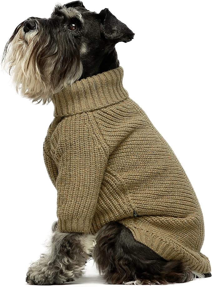 Fitwarm Thermal Knitted Dog Sweater Doggy Winter Coat Pet Clothes Doggie Turtleneck Jacket Puppy Outfits Cat Sweatsuit Sage Green XS