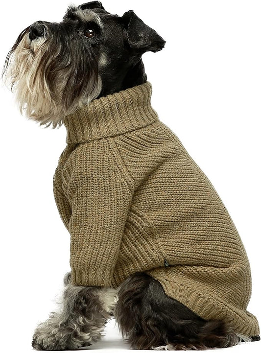 Fitwarm Thermal Knitted Dog Sweater Doggy Winter Coat Pet Clothes Doggie Turtleneck Jacket Puppy Outfits Cat Sweatsuit Sage Green XX-Large