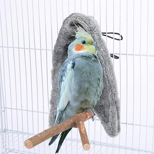 Comfort Corner Fleece Bird Blanket Parrot Cage Snuggle Hut Warm Bird Nest House Bed Hanging Hammock Toy for Parakeet Cockatiel Pigeon Small Animals Shelter Plush Bedding(Size L)