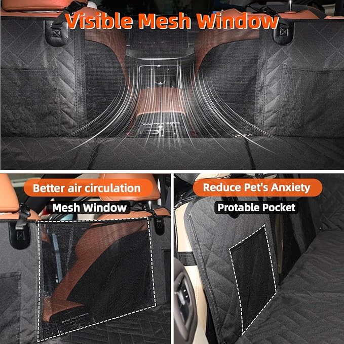 MIROZO Dog Seat Cover,Back Seat Extender for Dogs,600D Heavy Durable Dog Seat Cover Pet seat Cover for Car Pet Backseat Protector,Large Space Travel Bed with 3-Fold Bottom for Full Size SUV Truck