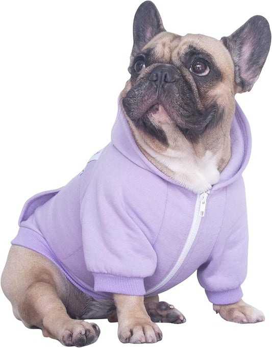 iChoue English Bulldog Clothes Hoodies for Dogs French Frenchie Pug English Boston Terrier Bully Pitbull Corgi Sweatshirt Sweater Clothing - Light Purple/XXLarge