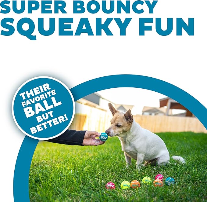 Outward Hound Squeaker Ballz 8-Pack Tennis Ball Dog Toys with Squeaker, Interactive Fetch Play for Pets Under 15 lbs, Training Balls for Indoor & Outdoor Exercise, X-Small, 1.5-inch