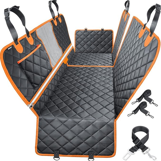 URPOWER 6-in-1 Dog Car Seat Cover for Back Seat, Waterproof Dog Car Hammock with Mesh Window, Non-Slip Pet Backseat Protector for Cars, Trucks and SUVs