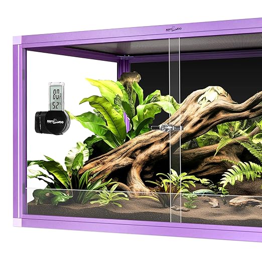 REPTI ZOO Magnetic Reptile Thermometer and Humidity Gauge, Digital LCD Temperature Humidity Monitor, Tank Terrarium Temp and Humidity Meter Accessories for Bearded Dragon, Snake, Hermit Crabs, Gecko