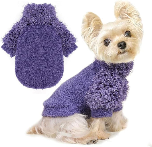 Fleece Dog Sweater Purple Pullover Dog Sweaters for Small Dogs Girl Boy Soft Dog Jacket Lightweight T-Shirt Pet Clothes Dog Coats for Small Dogs Chihuahua Clothes Cat Sweater