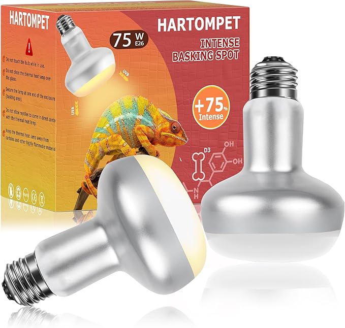75W Intense Basking Spot Lamp – UVA Daylight Heat Bulb for Reptiles, Simulates Natural Sunrise and Sunset, Enhances Natural Behavior, Suitable for Bearded Dragons, Turtles, Geckos | 2 Pack