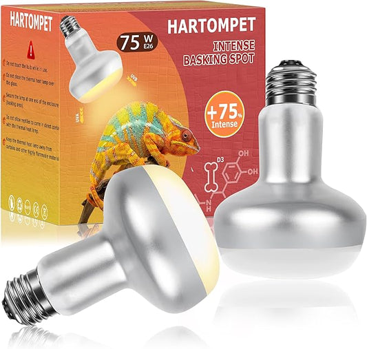 75W Intense Basking Spot Lamp – UVA Daylight Heat Bulb for Reptiles, Simulates Natural Sunrise and Sunset, Enhances Natural Behavior, Suitable for Bearded Dragons, Turtles, Geckos | 2 Pack