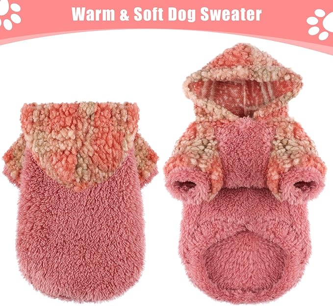 Plaid Dog Hoodie Dog Sweaters for Small Dogs Male Winter Warm Extra Small Puppy Sweater for Chihuahua Teacup Yorkie Soft Fleece Clothes Girl Boy Tiny Outfits Pet Clothing, Red, XS
