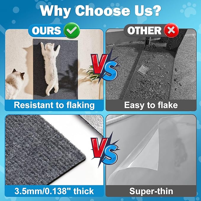 Anit Cat Scratch Couch Furniture Protector,78.7x15.8 Cat Wall Corner Scratcher Pads Mat,DIY Climbing Cat Scratching Carpet Post Board Replacement