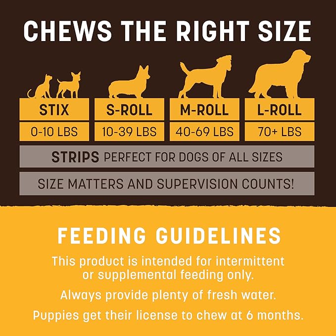 Earth Animal No Hide Medium Peanut Butter Flavored Natural Rawhide Free Dog Chews Long Lasting Chew Sticks | Treats for Large Dogs | Great for Aggressive Chewers - 6 Count