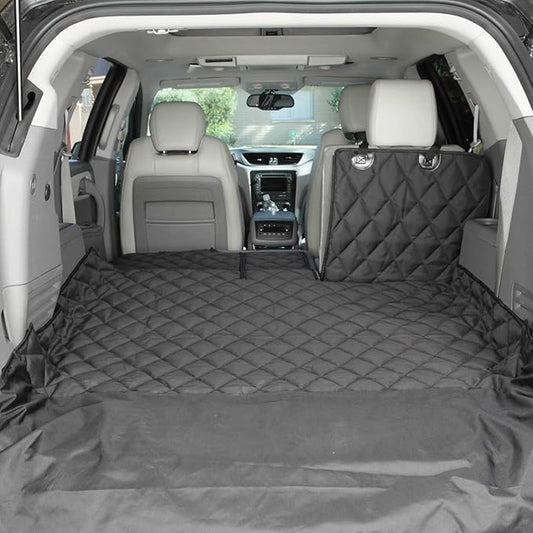 4Knines SUV Cargo Liner for Dogs, Trunk Mat for SUV, Durable Cargo Cover, Protector – Compatible with 60/40 Split Bench & Armrest Pass-Through, Waterproof, Machine Washable, Non-Slip (X Large, Black)
