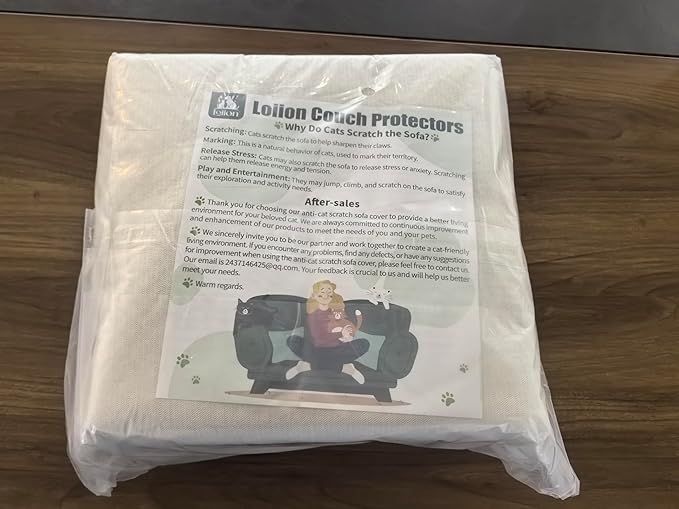 Cat Scratch Furniture Protector - Anti-Slip, Waterproof Sofa Cover to Keep Cats Off, Pet-Friendly Couch Protectors for 3 Cushion Couch, Beige Anti-Scratch Couch Cover for Pets and Kids 118"X71"