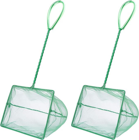 Mogoko 2 Pack Aquarium Net Fish Net, Small Net, Multi-Size Fine Mesh Aquarium Net with Long Plastic Handle for Fish Tank
