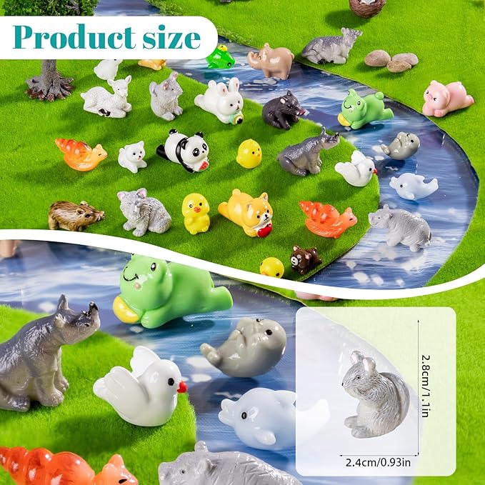 30 Styles Mini Resin Animals 30pcs Variety Tiny Animals Figures Miniature Little Small Figurines Bulk for Micro Fairy Garden Landscape Accessories Hide Decor Aquarium