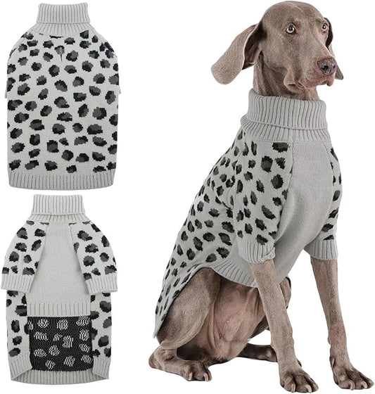 ROZKITCH Winter Dog Turtleneck Sweater for Large Dogs, Soft Knit Pullover for Golden Retrievers Shepherds Labradors Grey 2XL