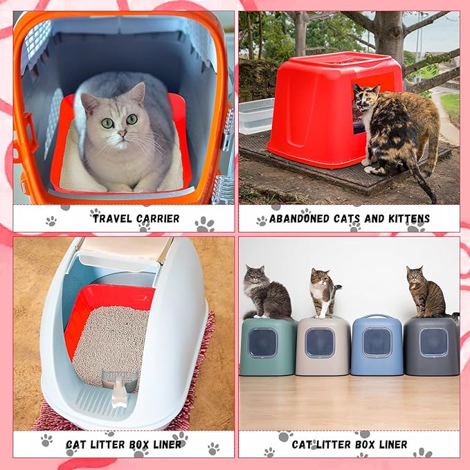 Bokon 25 Pcs Disposable Litter Boxes for Cats Plastic Cat Litter Tray Large Kitten Pan for Kitty Rabbit Guinea Pig Hamster Pets Supplies Travel Home Toilet, 15.7 x 11.8 x 3 Inches(Red)