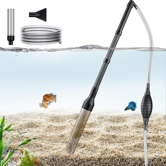 Carefree Fish Aquarium Gravel Cleaner 6Ft Hose Fish Tank 256Gph Water Changer Gravel Vacuum Adjustable Length ABS(for 20~100Gal Tank)