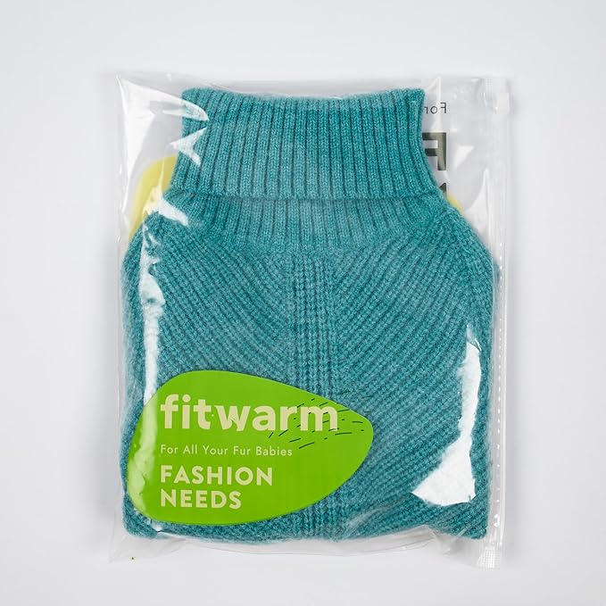 Fitwarm Turtleneck Dog Knitted Sweater, Thermal Winter Clothes for Small Dogs - Boy, Girl, Doggy Pullover Jumper, Pet Outfit, Teal Blue, XS