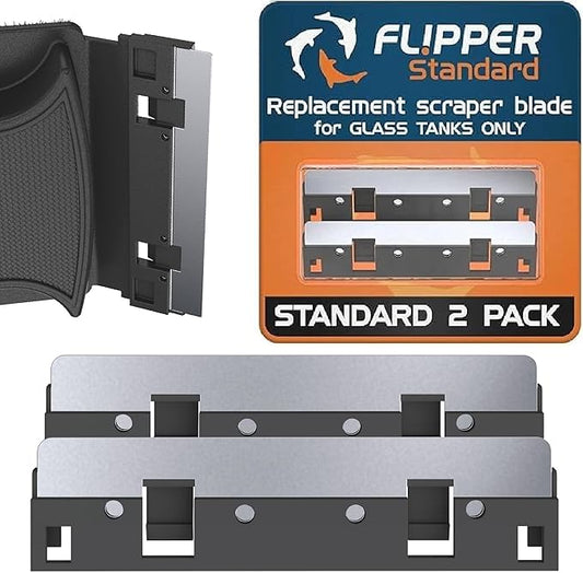FL!PPER Flipper Standard Aquarium Algae Remover for Fish Tank Cleaner Replacement Blades, Pack of 2 - Glass Scraper Blades for Cleaning Kits - Water Cleaning Accessory