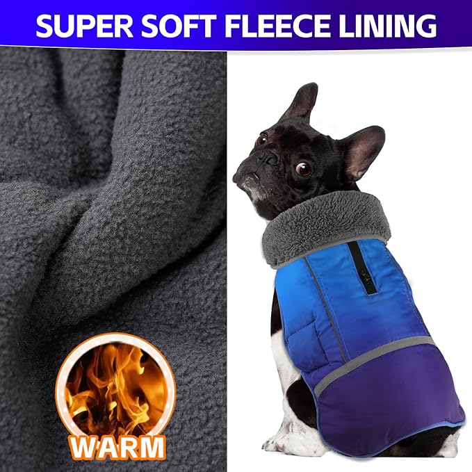 Doglay Dog Coat, Waterproof Dog Jacket Pet Winter Coat for Cold Weather with Thicken Furry Collar, Reflective Puppy Winter Jacket Warm Fleece Lining for Small Medium Large Pets