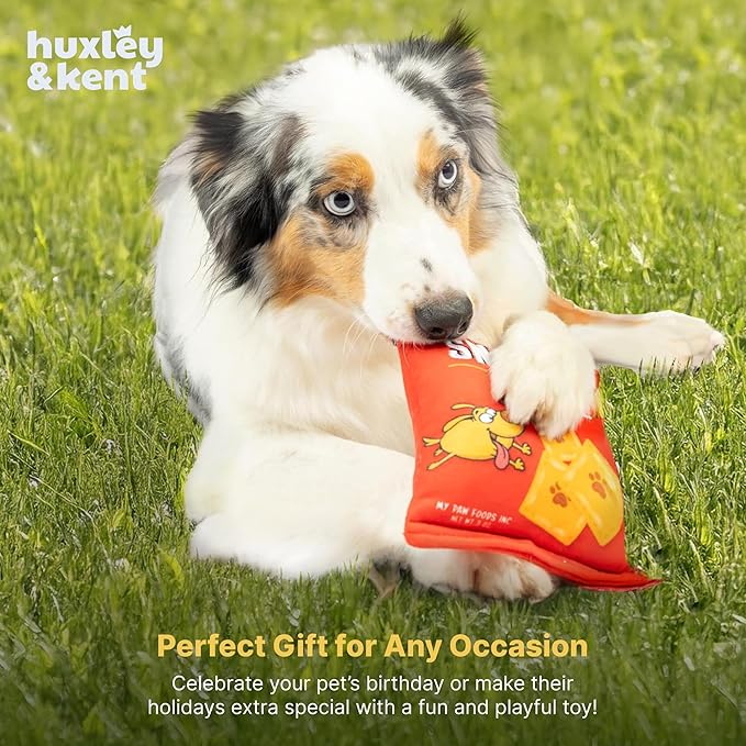 Huxley & Kent Funny Dog Toy w/Squeaker – Power Plush Squeaky Dog Toys for Small, Medium & Large Dogs – Soft Stuffed Animal for Indoor Play & Fetch - Sneez-It, Large