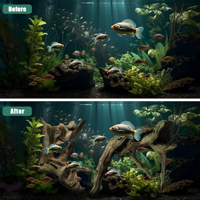 Driftwood for Aquarium, 2 Pieces 14-18 Inches Large Natural Drift Wood Fish Tank Assorted Branch Decorations for Reptile Hide