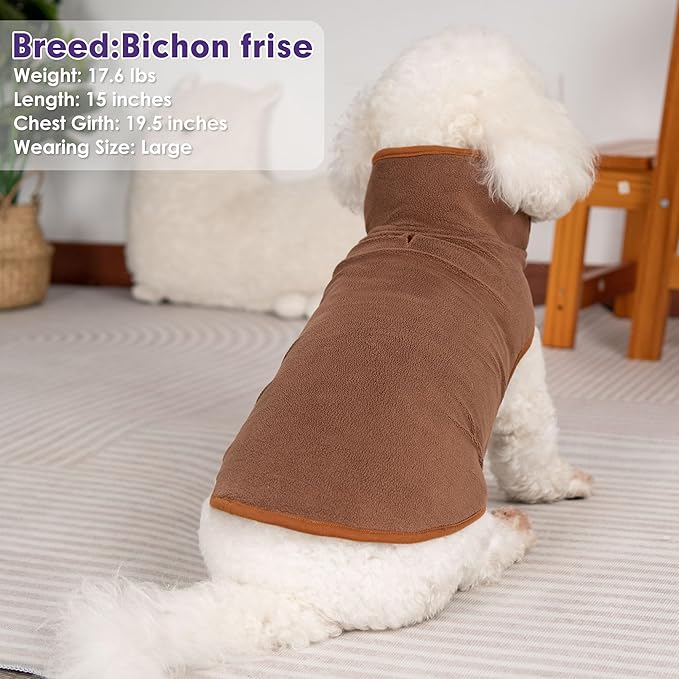 cyeollo Warm Dog Coat Fleece Sherpa Winter Sweater Coats, Turtleneck Dog Jacket Vest for Small Medium Large Dogs, Reversible Cold Weather Pet Coats, Burgundy, M