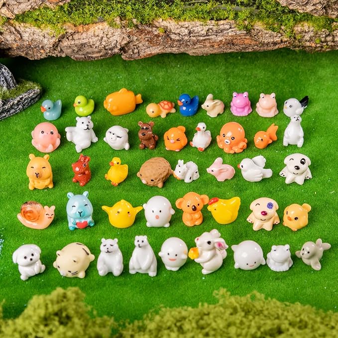 110pcs Mini Resin Animals 110 Styles Variety Tiny Animals Figures Miniature Little Small Animal Figurines Bulk for Micro Fairy Garden Landscape Accessories Hide Crafts Decor Aquarium