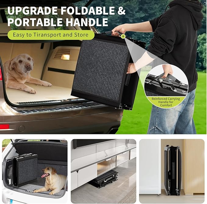 Upgraded Heavy Duty Dog Ramp for Cars - 71" Long & 17" Wide Folding Pet Ramp for Large Dogs with Non-Slip Surface Portable Dog Car Ramp for SUV Car & Truck, Outdoor Dog Ramp Up to 250 LBS