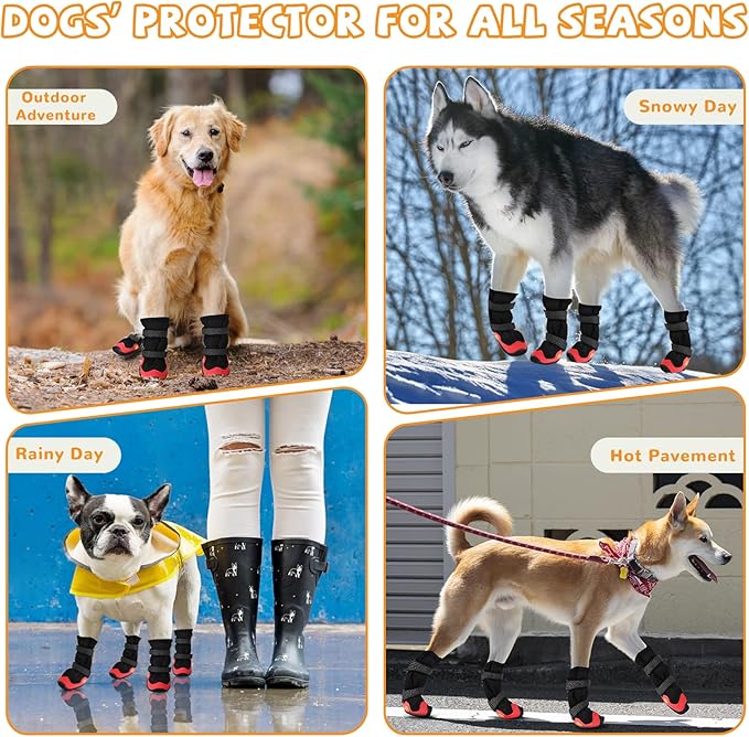 Dog Shoes for Medium Large Size Dogs, Breathable Dog Shoe for Hot Pavement, Dog Booties and Paw Protectors to Prevent Licking, Anti-Slip Dog Boots with Reflective for Summer, Hiking, Snow (Size 8)