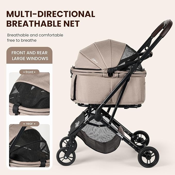 Pet Stroller for Small and medlium Dogs, Dog, Cat, Foldable carts, Carrier, One-Hand Automatic Folding, Puppy Stroller, Detachble Carrier (Nimbus Grey)