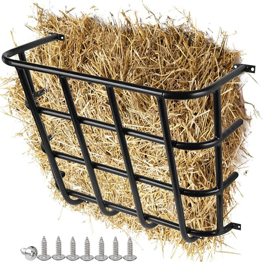 Hay Feeder Goat, 24.4 x 20.8 x 12.6 Multiple Sided Goat Hay Rack, Heavy Duty Galvanized Metal Wall Hay Rack for Sheep Horses, etc(Black)
