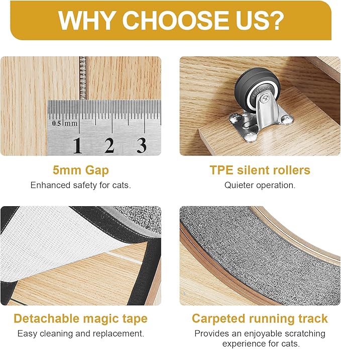 Cat Wheel, 48" XL Large Cats Exercise Running Wheel, Cat Treadmill for Indoor Cats