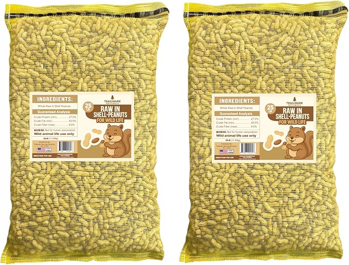 50 LB - Raw Peanuts For Squirrels, Raw In Shell Peanuts For Birds and Wildlife- Squirrel Food, Wild Bird Seed - Grown in The USA