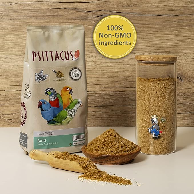 Psittacus Parrot Hand-Feeding Formula 2.2 lb | Versatile Diet for Baby Caiques, Conures, Green Cheeks and Other Parrots | Premium Food for Birds, 100% no-GMO