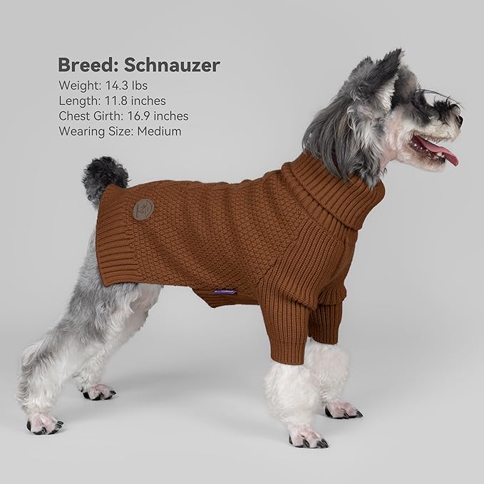 cyeollo 3XL Dog Sweaters for Large Dogs Boy, Stretchable & Cozy Warm Knit Doggy Sweater with Sleeves Turtleneck Fall Winter Cold Weather Big Dog Clothes Like Doberman Labrador, Brown XXXL