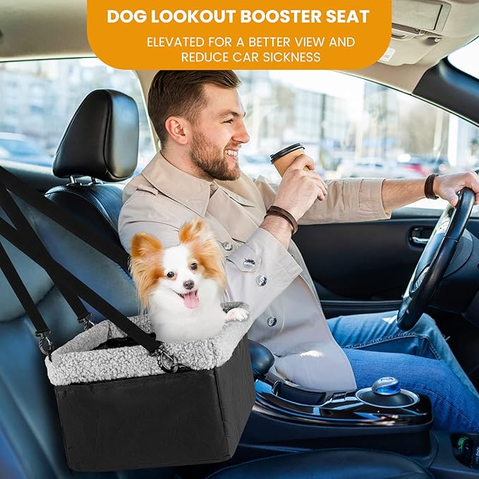 Dog Car Seats for Small Dogs, Upgrade Dog Booster Seat with Metal Frame Construction with Double-Layer Oxford, Perfect for Small Pets,L-UP TO 10LBS