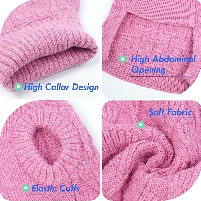 MIGOHI Sweater for Dogs, Thermal Dog Sweater | Cozy Turtleneck Sleeveless Winter Pullover, Lightweight & Comfortable for Indoor/Outdoor, XL, Pink