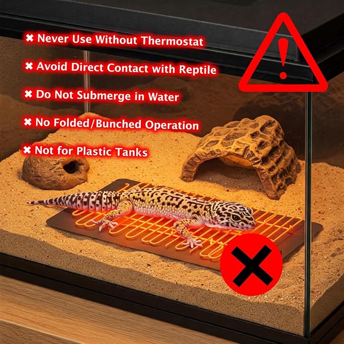 Reptile Heat Pad, 6" X 8" 8W, Heating Pad for Reptile Tank, Lizard, Snake, Bearded Dragon, Hermit Crab, Leopard Geckos Terrarium Heating Mat, Safe & Durable Heat Pad for Reptiles
