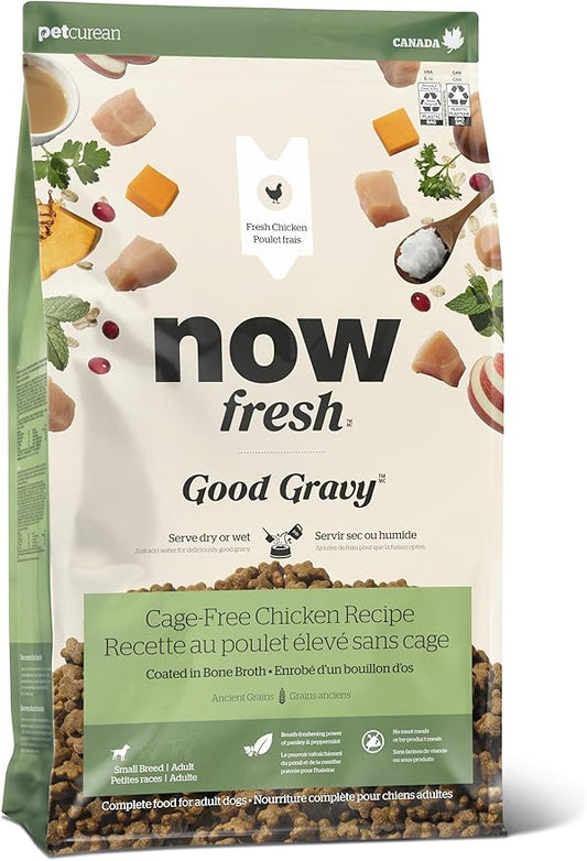 Now Fresh Good Gravy Premium Dry Dog Food with Chicken & Ancient Grains for Small Breeds, Healthy Kibble for Adults Coated in Bone Broth – Just Add Water to Moisten, Made with Real Meat, 3.5 lb Bag