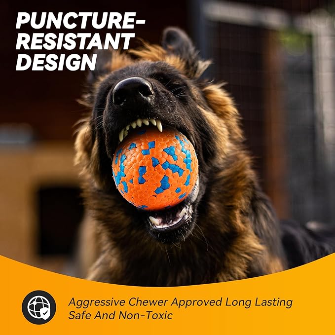 2Pcs Dog Balls, Tennis Balls for Dog Aggressive Chewers, for Large Medium Small Puppy, Training Catch&Fetch, Water Floats Toys, Orange