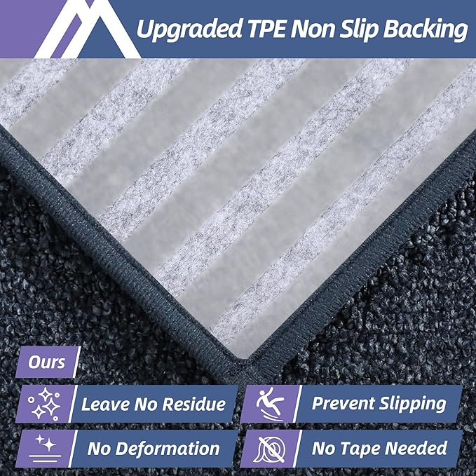 COSY HOMEER Edging Stair Treads Non-Slip Carpet Mat 28inX9in Indoor Stair Runners for Wooden Steps, Edging Stair Rugs for Kids and Dogs, 100% Polyester TPE Backing (15pc, Navy)