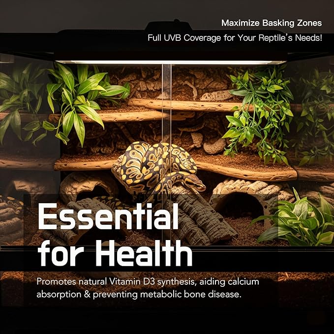 T5 HO UVB Reptile Light Bulbs – High-Output 24W 10.0UVB for Reptiles – Liner UVA UVB Light Ideal for Bearded Dragons, Strip UVB bar for Tortoise Tank Accessories, L=22''