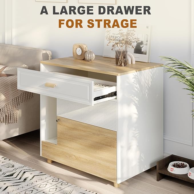 Cat Litter Box Enclosure - Indoor Litter Box Furniture Hidden with Drawer and Door - 32"x19"x32"H