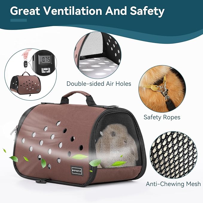 Petsfit 16 X 9 X 9 Inches Rabbit Carrier, Portable Bunny Carrier with Ventilation Holes, Guinea Pig Carrier for Small Animals, Chinchilla, Hedgehog, Squirrel